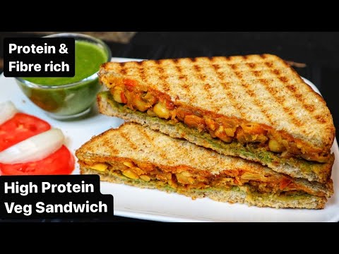 High Protein Veg Sandwich - Healthy Sandwich For Weight Loss - Chickpea Sandwich Recipe |