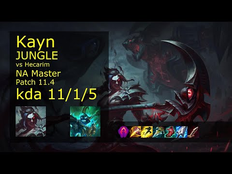 Kayn Jungle vs Hecarim - NA Master 11/1/5 Patch 11.4 Gameplay
