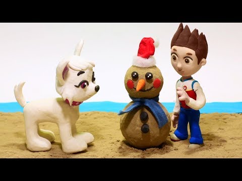 DibusYmas Sand Snowman Paw Patrol 💕 Superhero Play Doh Stop motion videos for kids Video