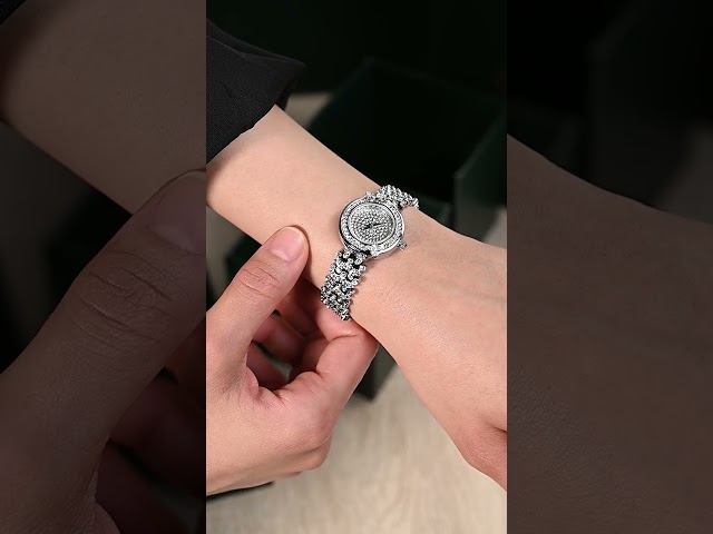 طقم زركون بلمعة الألماس مع ساعة، قلادة، إسوارة، خا...