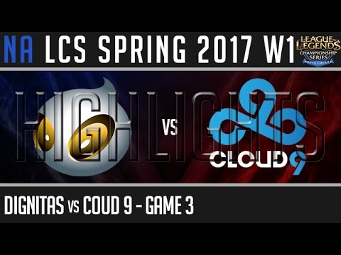 DIG vs C9 Highlights Game 3, NA LCS Spring 2017 W1D3, Dignitas vs Cloud 9 G3