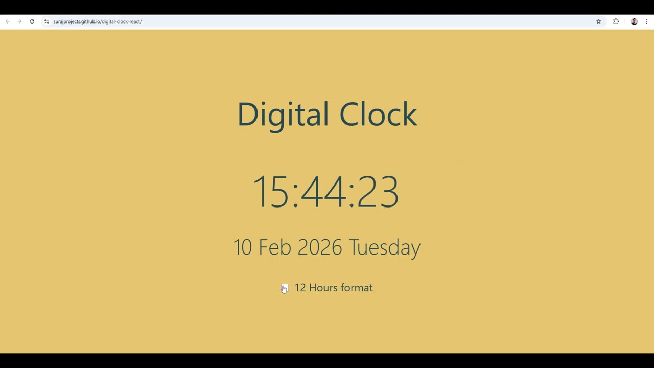 Digital Clock Web App with React ⏰