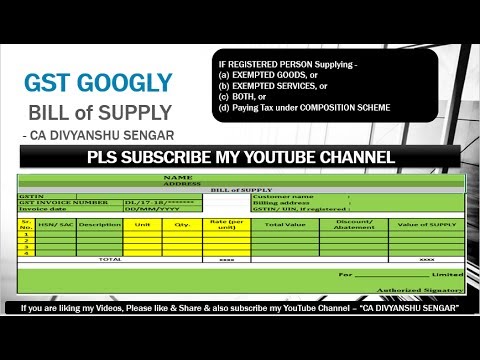 GST - Bill of SUPPLY FORMAT, for Composition Scheme, Exempted Services/ Goods explained in HINDI * Video