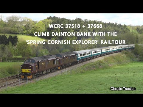 CLASS 37 37518 + 37668 CLIMB DAINTON BANK WORKING THE ;SPRING CORNISH EXPLORER' RAILTOUR