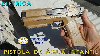 UNBOXING Pistola Elétrica Water Gun Toy Lança Água Automática Infantil Brinquedo Barato MERCADO LIVR