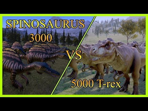 JURASSIC WORLD 5000 T-REX vs 3000 SPINOSAURUS -  Ultimate Epic Battle Simulator