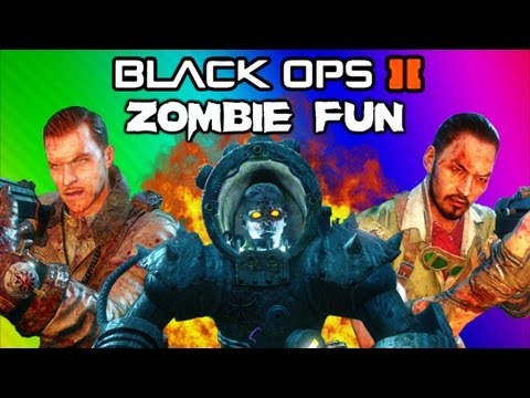 Black Ops 2 Origins Zombies Funny Moments - Robots, Shield, Secret Portal, Tank, Drone Quadrotor