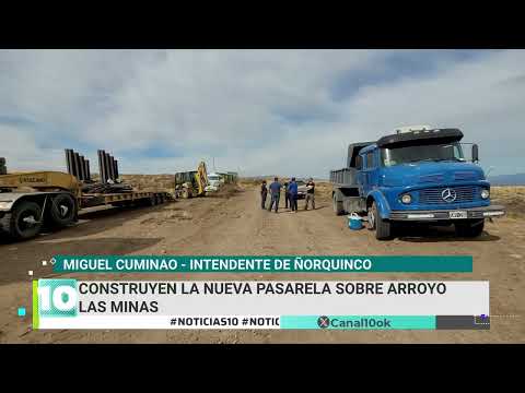 Ñorquinco: construyen la nueva pasarela sobre Arroyo Las Minas