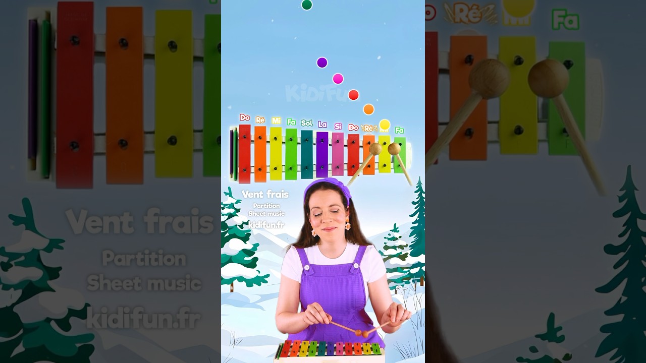 Apprends à jouer Vent frais au xylophone (glockenspiel) ❄️☃️ #enfants #musique #apprendre