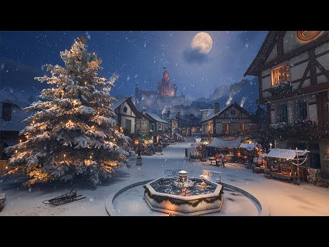 Medieval Christmas Market 🎄 Relax on this Winter Ambience Experience in Medieval Town at calm Night
