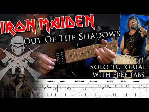 How to play Adrian Smith's solos #43 Out Of The Shadows (with tablatures and backing tracks)