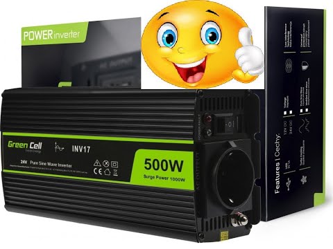 Green Cell Žalias Cell Inverteris 24V/230V 500W/1000W Sinusinė išėjimo įtampa Žalias Cell video