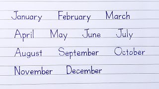 Handwriting Practice | How to write 12-month names in English, January to December