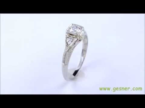 .35 ct. Diamond & 18K White Gold Antique Engagement Ring By F.F. Felge- J33506