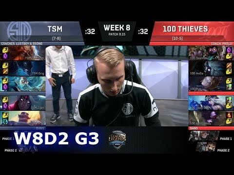 TSM vs 100 Thieves | Week 8 Day 2 S8 NA LCS Summer 2018 | TSM vs 100 W8D2