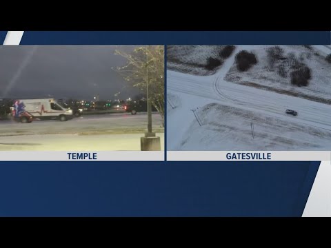 Cars lose control on ice in Texas; Officials urge drivers to stay home