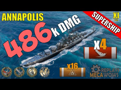 DAMAGE RECORD! Annapolis 486k Damage & 4 Kills | World of Warships Gameplay