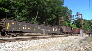 preview picture of video 'CSX Q302-13 passing by Caldwell, WV - 6-14-2014'