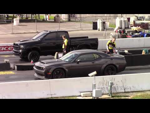 Dodge Demon vs Cummins Turbo Diesel 1/4 Mile Drag Race - YouTube Callout Maple Grove