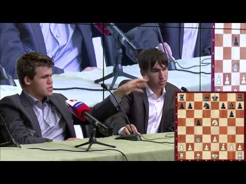 Round 4. Press-conference with Magnus Carlsen and Dmitry Andreikin
