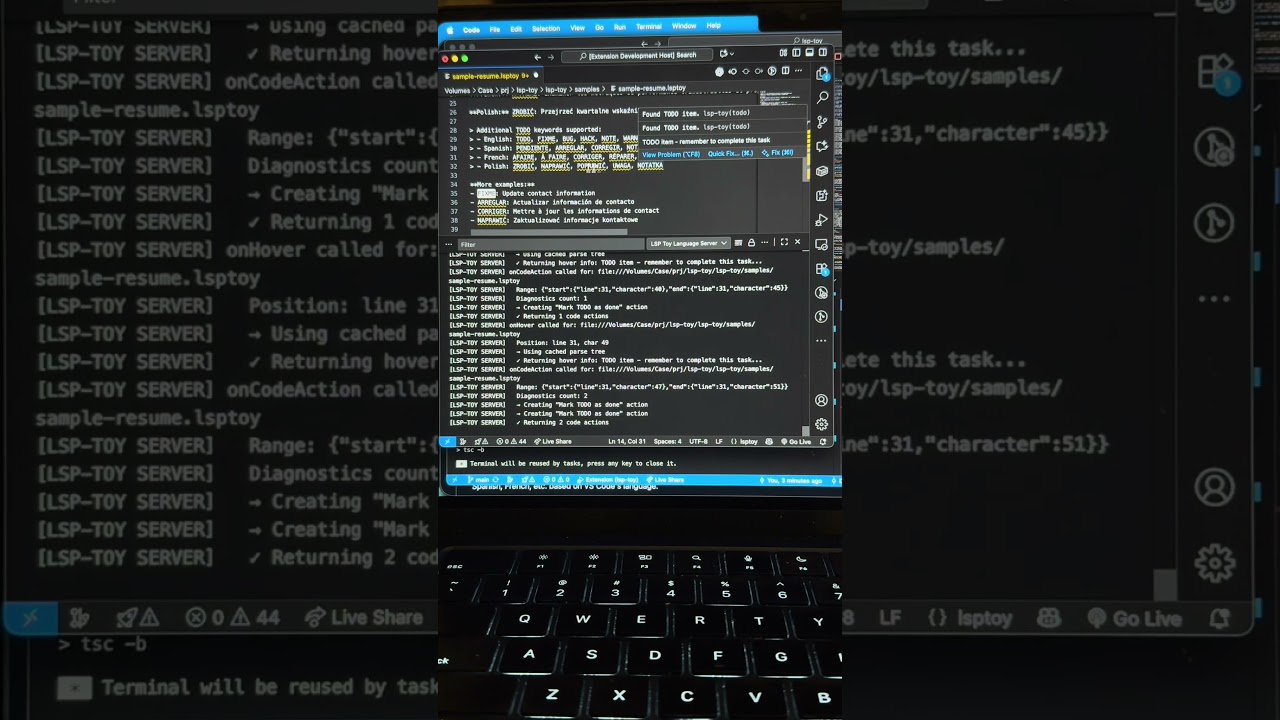 LSP Toy VSCode extension ￼ https://github.com/horner/lsp-toy/