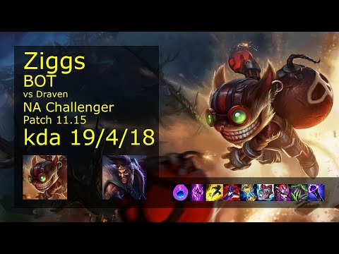 Ziggs Bot vs Draven - NA Challenger 19/4/18 Patch 11.15 Gameplay