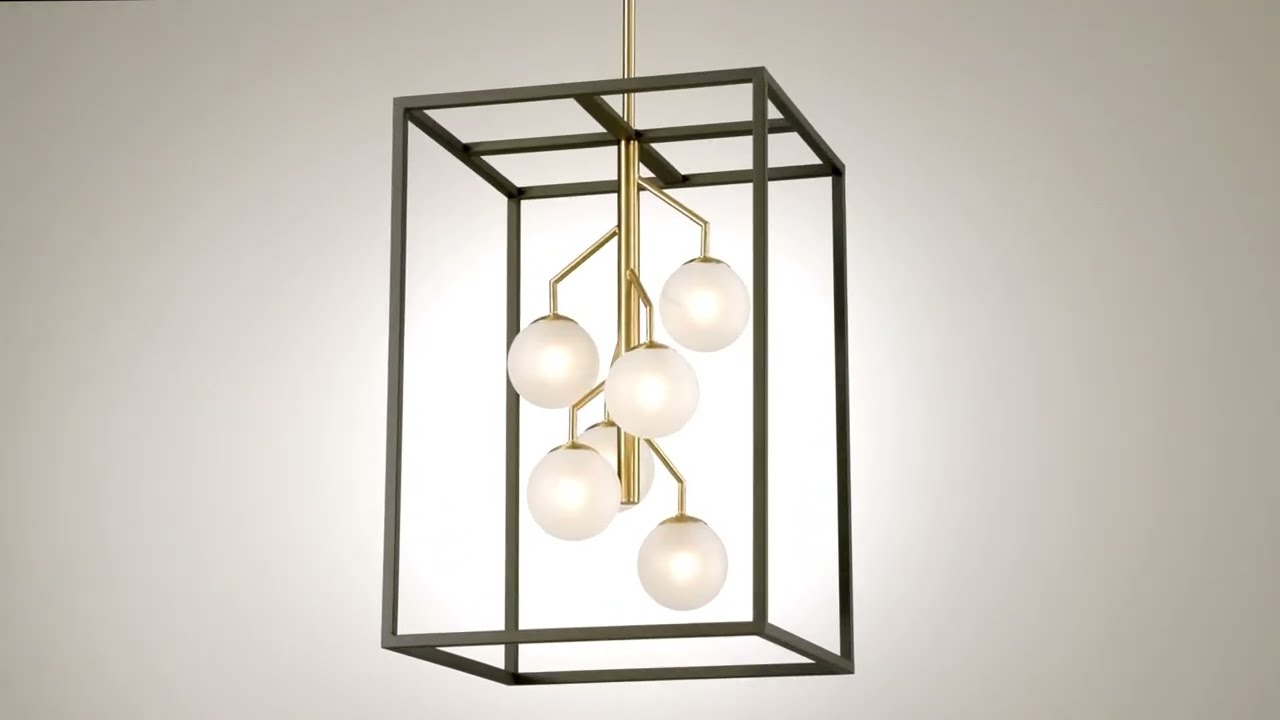 Video 1 Watch A Video About the Possini Euro Alter Black and Gold 6 Light LED Pendant Light