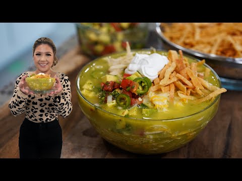 The BEST GREEN CHICKEN TORTILLA SOUP Recipe, you NEED to MAKE TODAY!!! | SOPA AZTECA VERDE