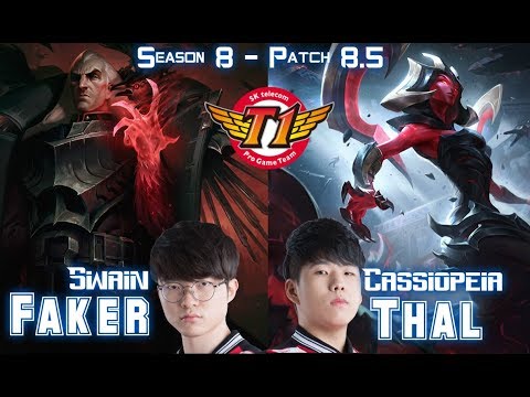 SKT T1 Faker SWAIN vs SKT T1 Thal CASSIOPEIA Top - Patch 8.5 KR Ranked