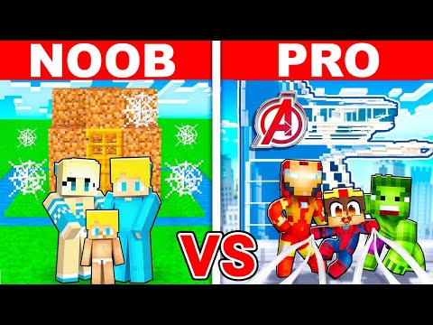 Noob Familie vs Pro Familie: SUPERHELDEN HAUS BAU CHALLENGE in Minecraft!