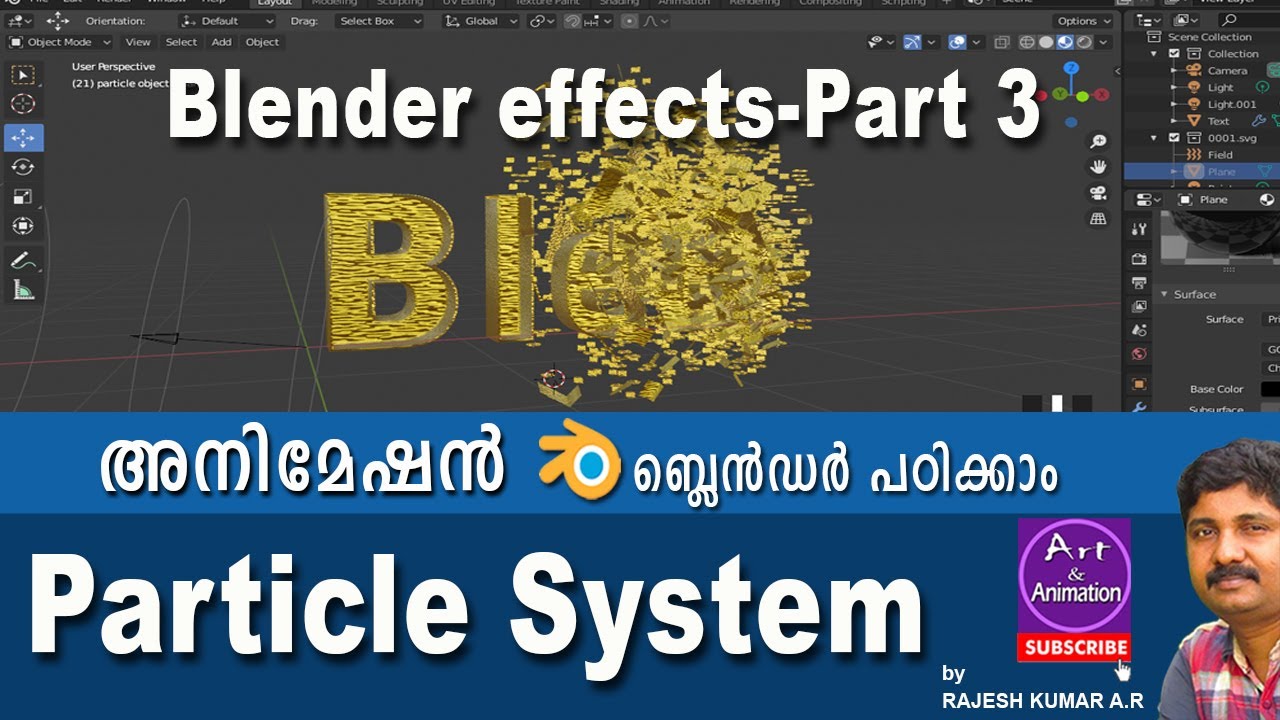 blender effects 3 -particle system-beginner tutorial
