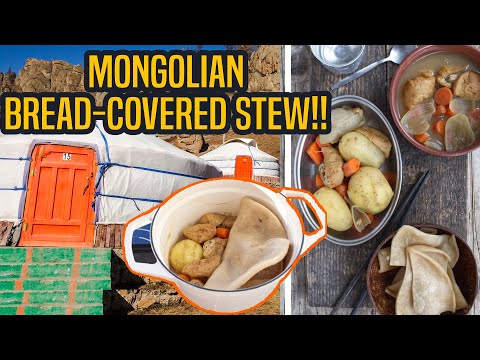 MONGOLIAN "BREAD COVERED" STEW!! | VEGAN MONGOLIAN RECIPE!! (BITUU SHUL)