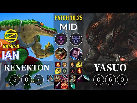 OZ Ian Renekton vs Yasuo Mid - KR Patch 10.25