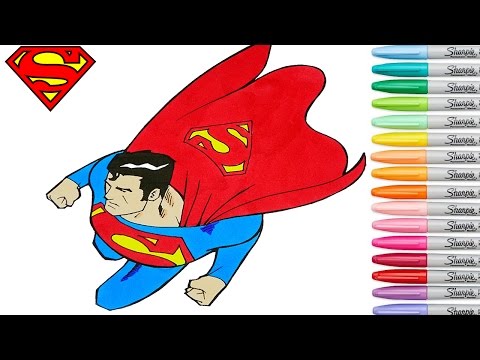 Superman Coloring Book Pages Superhero Cartoon Justice League Rainbow Splash