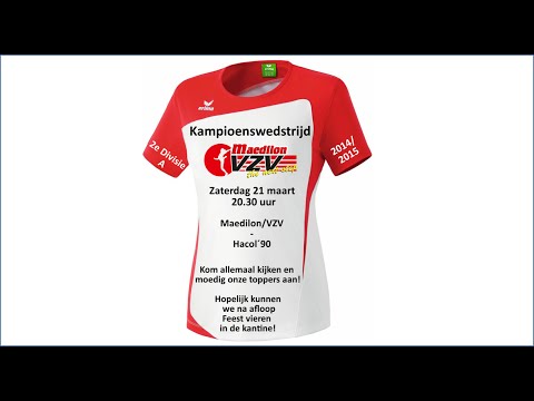 Aankondiging kampioenswedstrijd Maedilon/VZV DS1, 2e Divisie A, 2014/2015