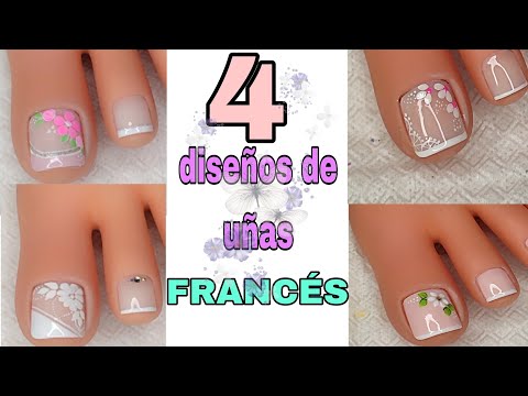 4 diseños de uñas Decoradas con  FRANCÉS/ 4 IDEAS para decorar tus uñas 💅.French Nail art.