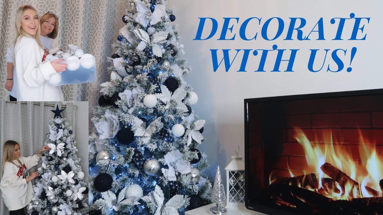 DECORATING MY CHRISTMAS TREE 2021! NAVY BLUE, SILVER & WHITE.