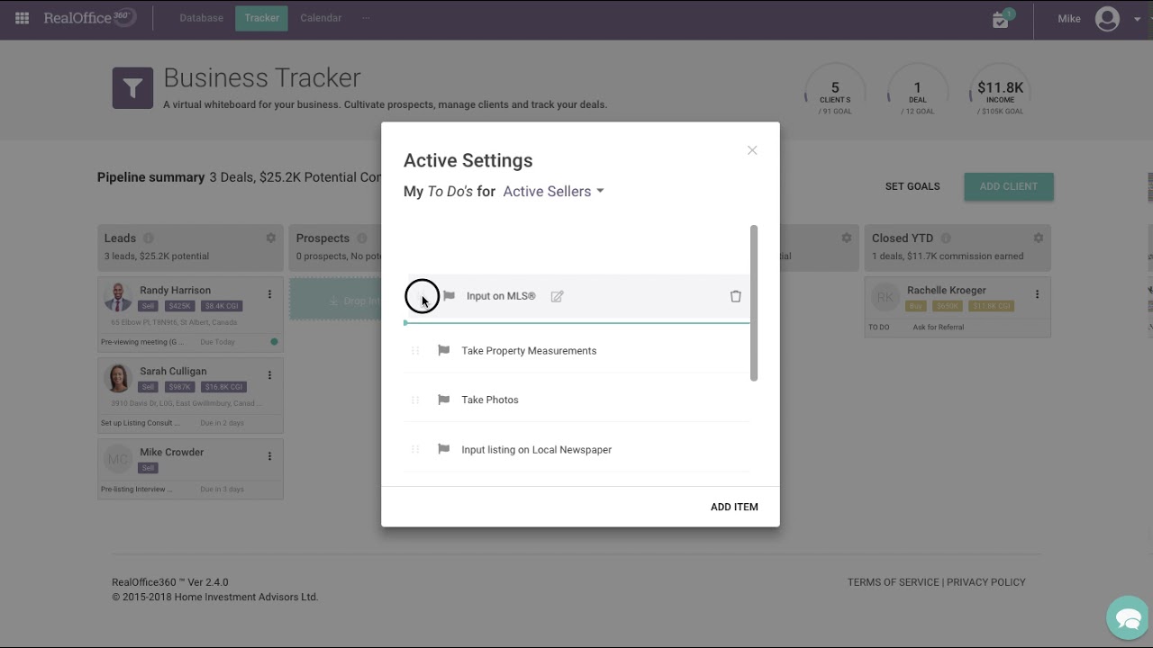 2. Checklists/To Do's - RealOffice360 -  Customizing Checklists - Real Estate CRM