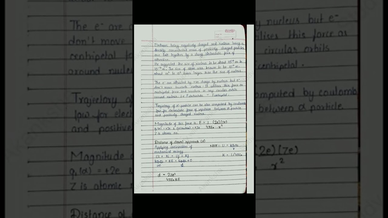 Class 12 physics notes | Atoms | pdf link in the description | #jee | #neet | #cbse #shorts #short