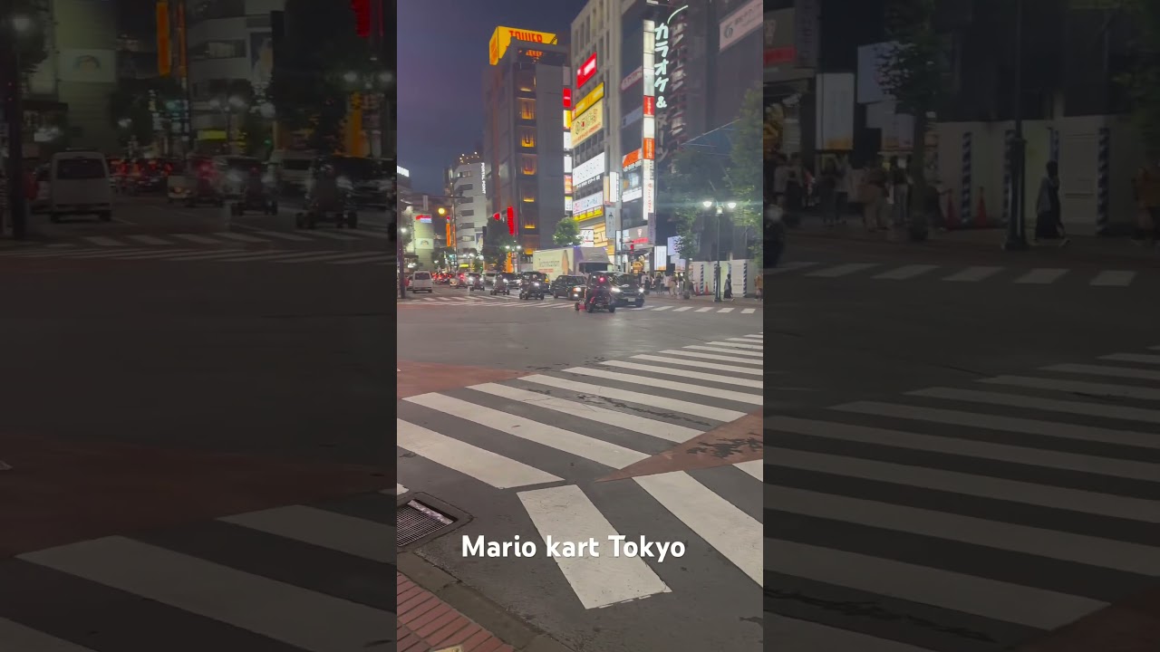 Tokyo at night become very interesting ☺️ Mario kart #tokyo #harayuku #mariokart