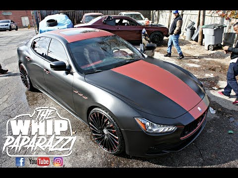 Maserati Ghibli Wrapped Satin Black with Extras on 22" Lexani Wraith's Done By Wrap Starz of Memphis