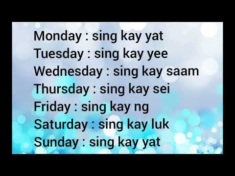 I Can Speak Cantonese: Lesson 7 Days of the Week