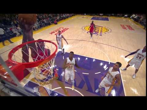 Roy Hibbert Denies Terrence Jones Dunk Attempt - Rockets vs Lakers - Jan 17, 2016