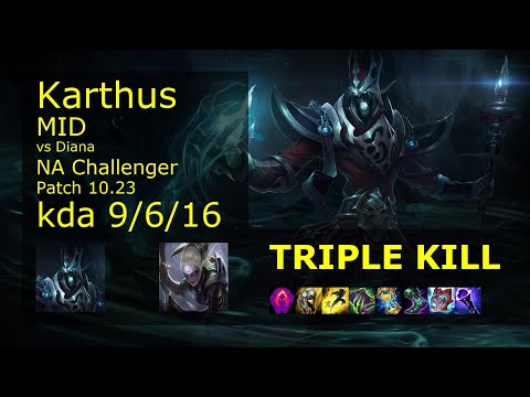 Karthus vs Diana Mid - NA Challenger 9/6/16 Patch 10.23 Gameplay