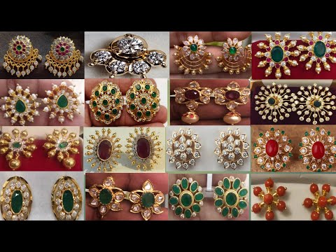 Top 50+gold stud earrings models ideas with weight/gold earrings designs/gold jewellery 