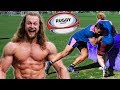 Bodybuilder Tries Rugby, Gets SMASHED
