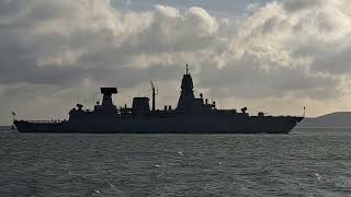 German Warship coming into Plymouth sound after Training