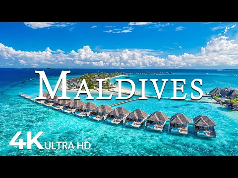 FLYING OVER MALDIVES (4K UHD) - Soothing Music Along With Beautiful Nature Video - 4K Video Ultra HD