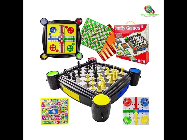 Vídeo relacionado con Janod - Carrousel Multi-Games Box Set - Classic Family Games - Draughts game, Ludo, Yellow Dwarf, 7 families, Goose game - For children from the Age of 5, J02742