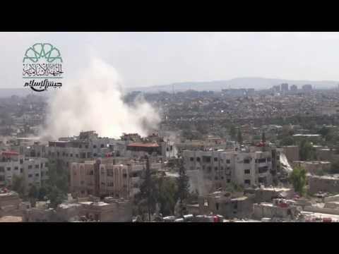 تفجير مبنى تتحصن به قوات النظام على جبهة العباسيين في مدينة دمشق من قبل جيش الإسلام وجند دمشق ضمن معركة "كسر الأسوار"